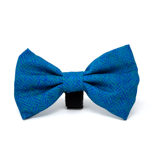 'Bruce' Blue & Teal Herringbone Tweed Effect Bow Tie